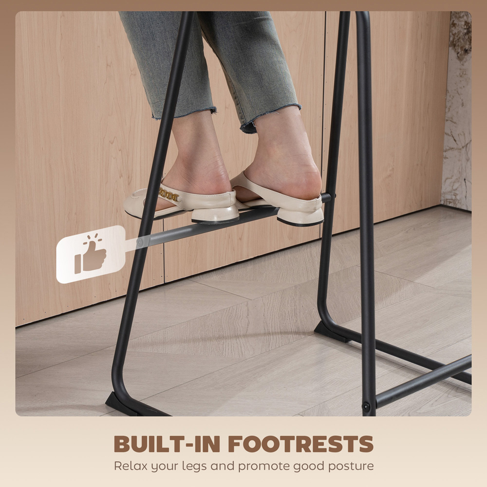 Portland Black PU Leather Upholstered Bar Stool with Footrest Set of 2 Image 6