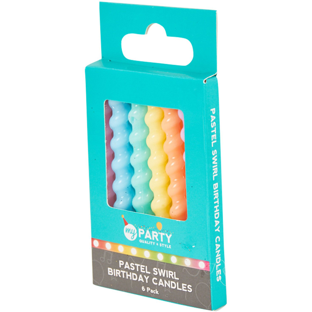 Pack of 6 Pastel Swirl Birthday Candles - Multicolour Image 3