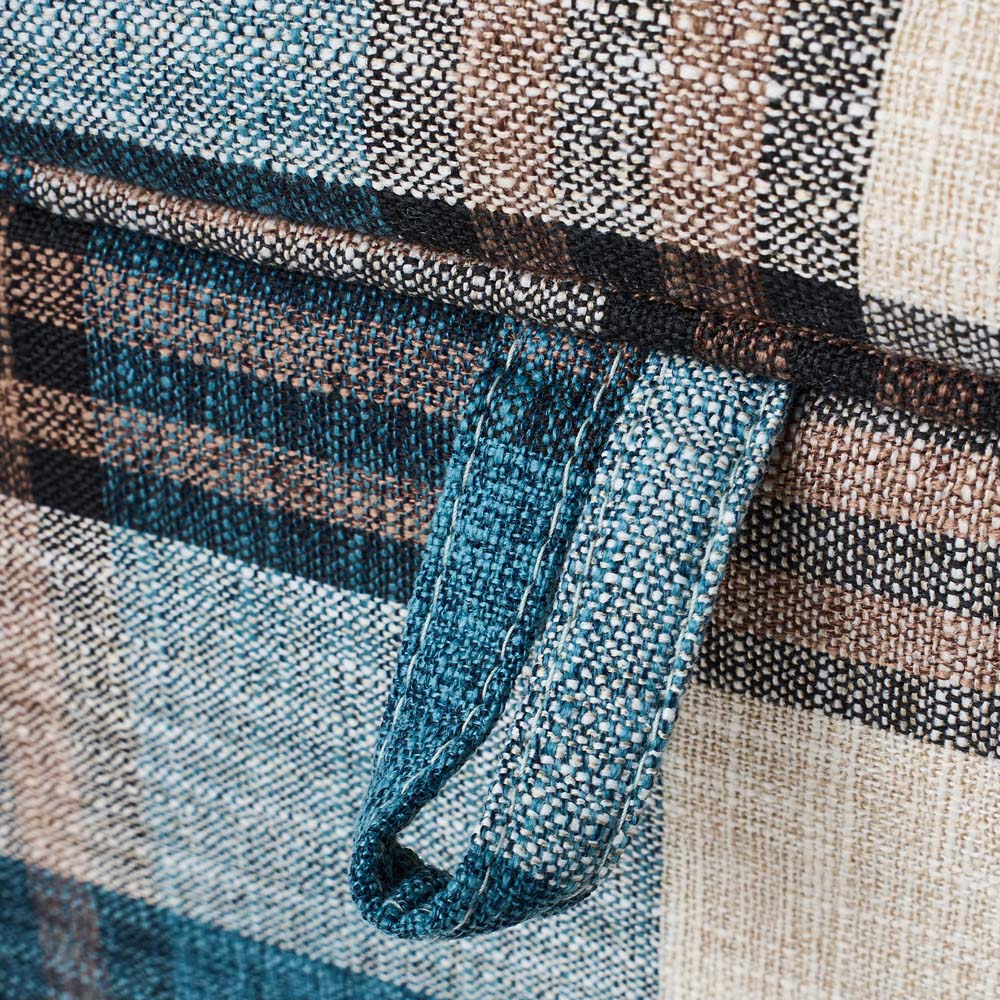 Living and Home Blue Tartan Linen Storage Ottoman Image 6