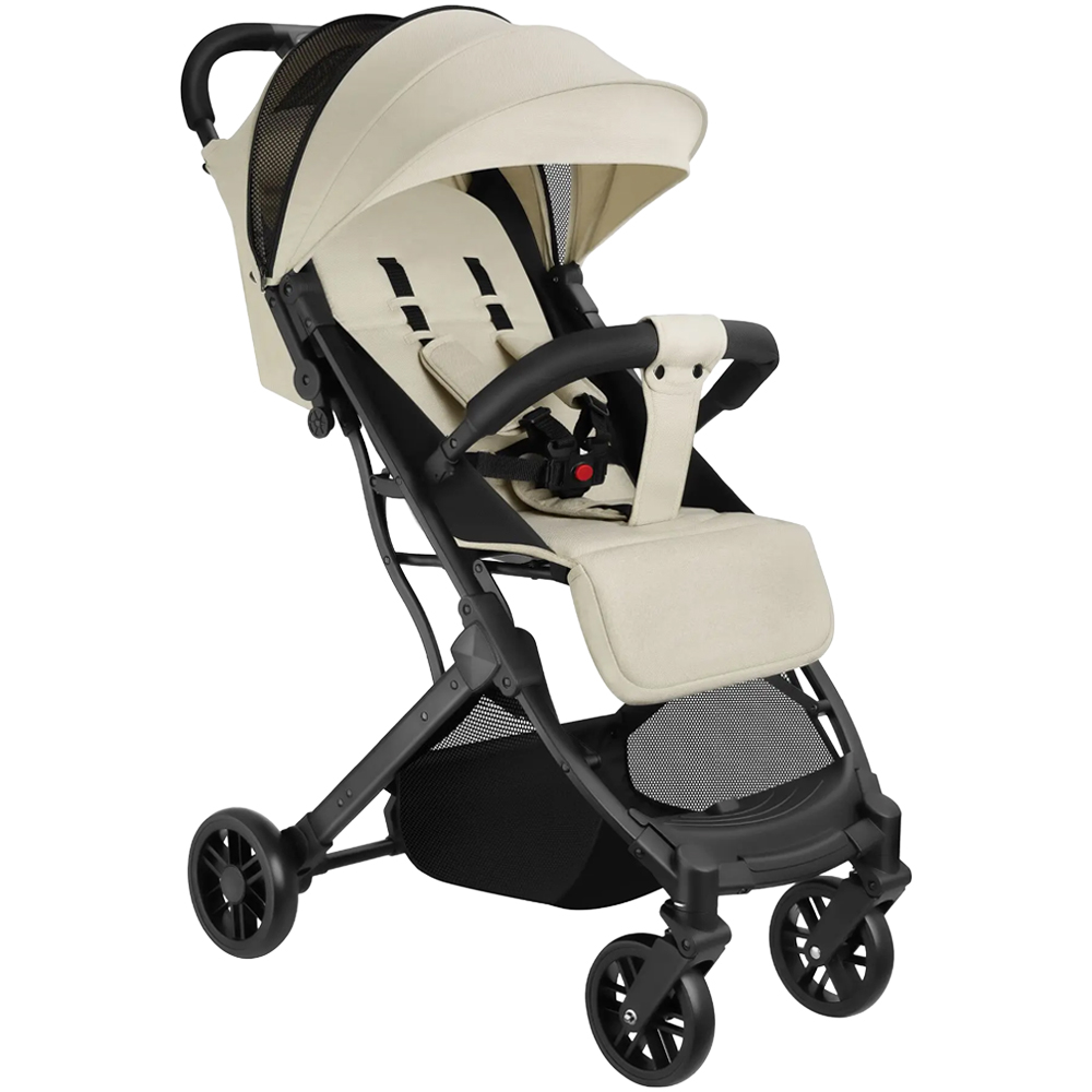 tectake Finn Grey and Beige Foldable Pushchair Stroller with 5 Point Harness Image 1