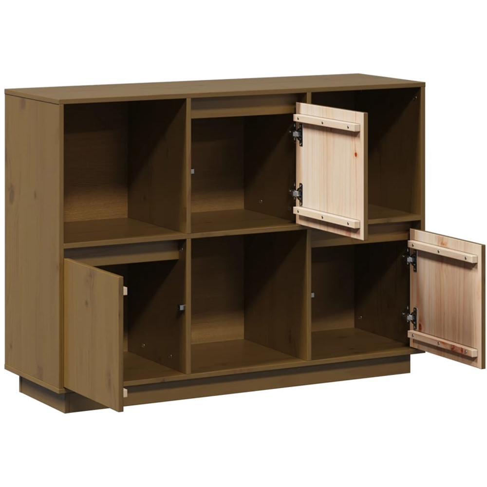 vidaXL 3 Door 3 Shelf Honey Brown Solid Wood Pine Sideboard Image 7