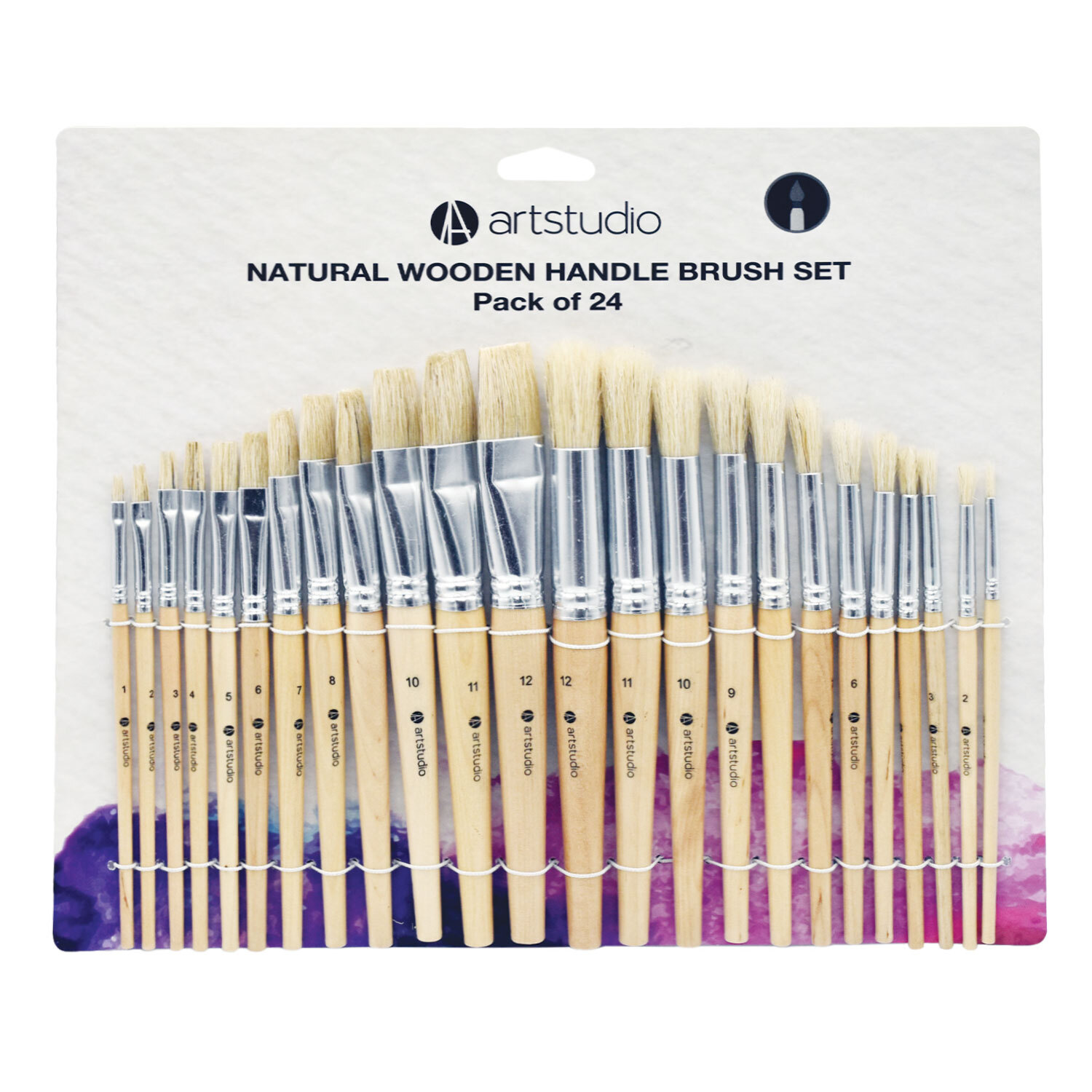 Pack of 24 Art Studio Natural Wooden Handle Set Image