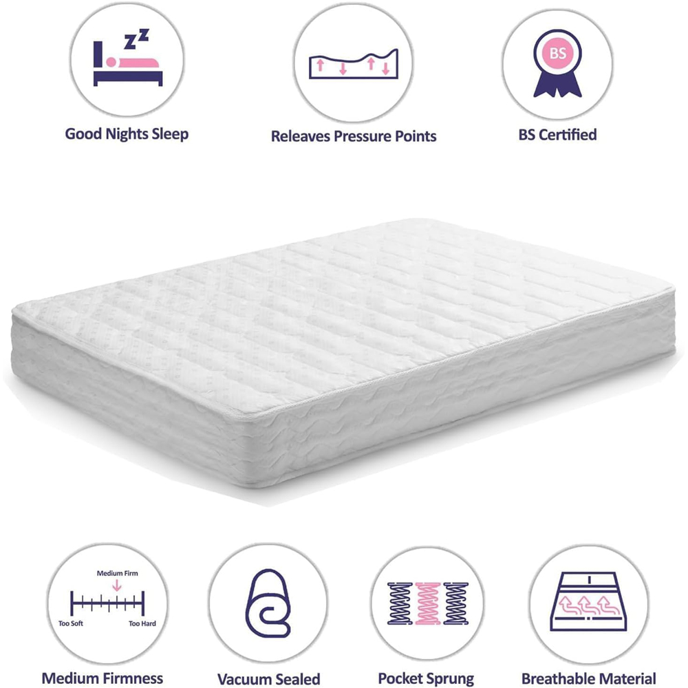 Home Treats King Size Grey Velvet Winged Headboard Ottoman Bed Frame with Mattress Image 2