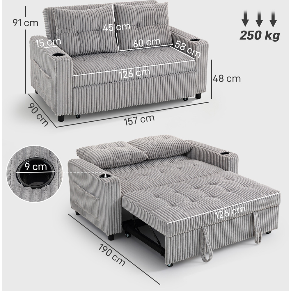 Portland 2 Seater Light Grey Pull Out Sofa Bed  Image 9