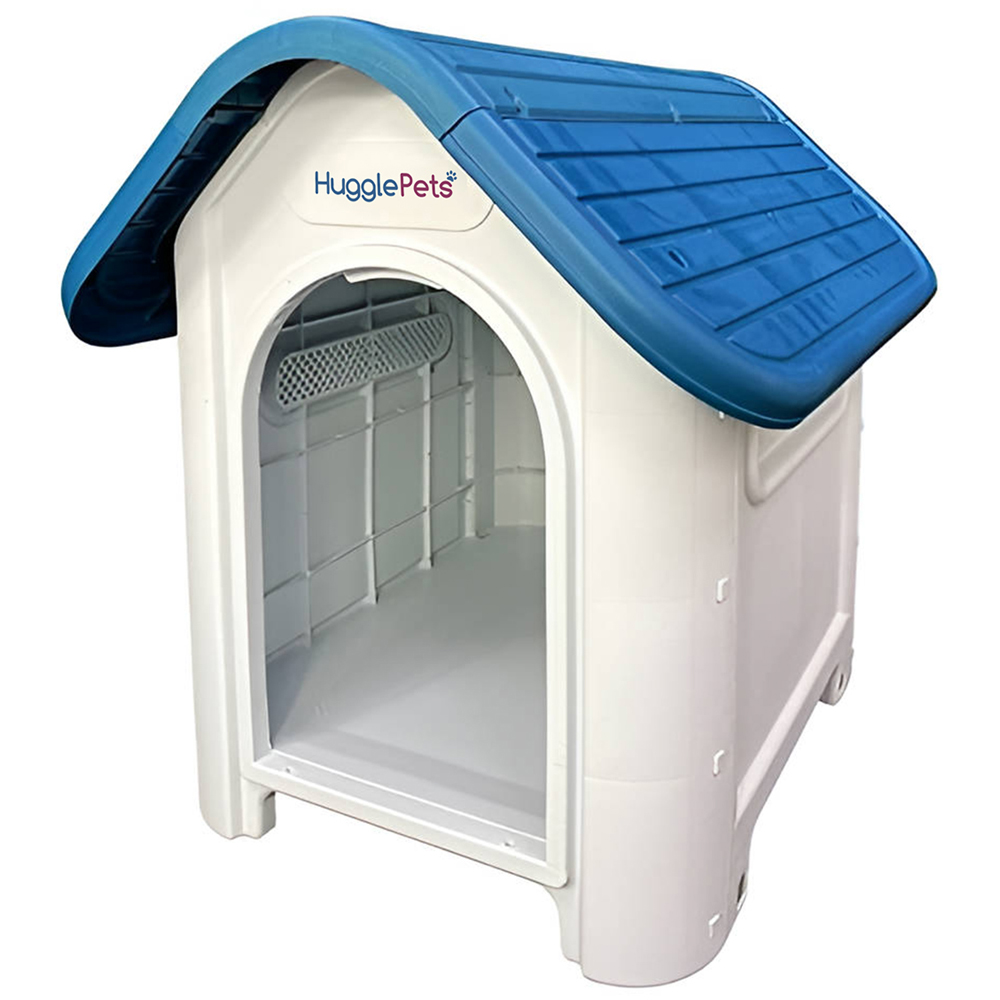 HugglePets Blue Plastic Roof Dog Kennel Image 1