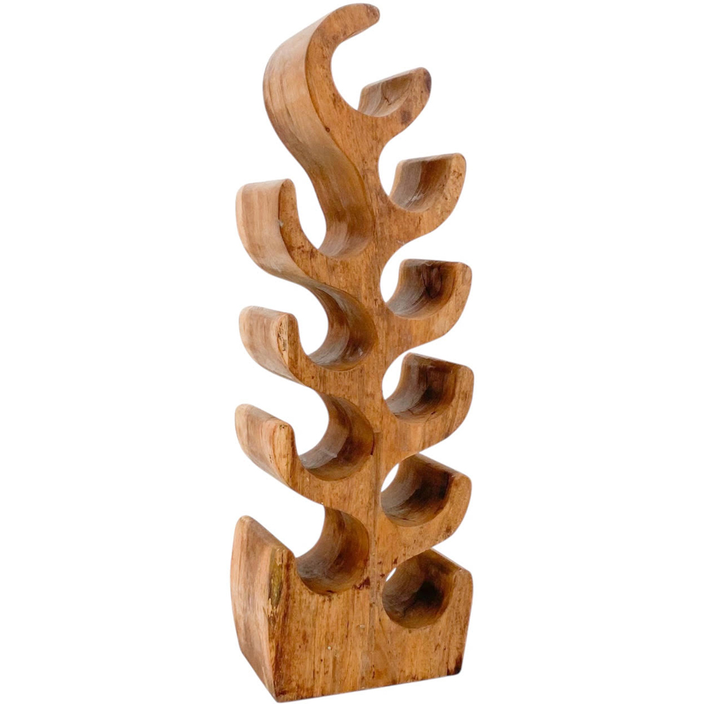 Acacia Home 10 Bottle Hand Carved Wine Rack Image 1