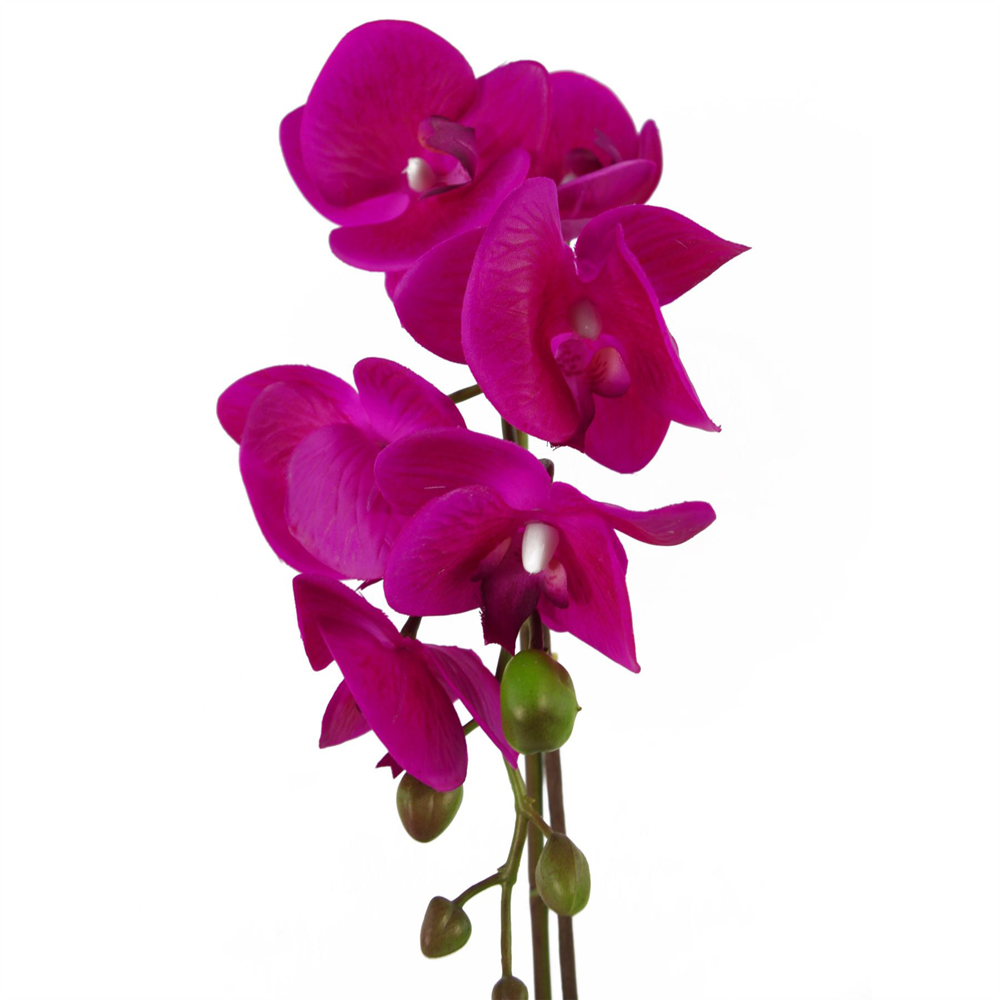 Leaf Dark Pink Orchid Artificial Plant with Gold Pot 46cm Image 2