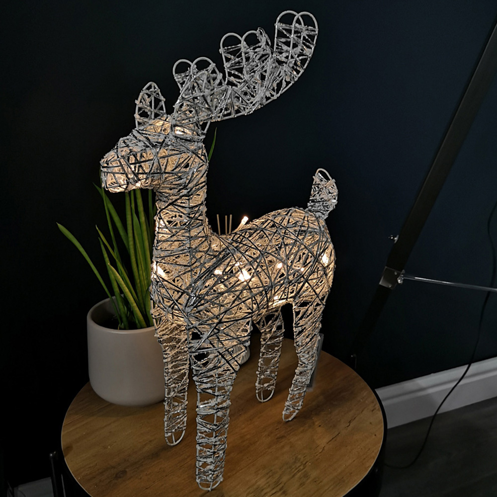 Samuel Alexander Silver Woven Reindeer LED Christmas Decoration 50cm Image 1