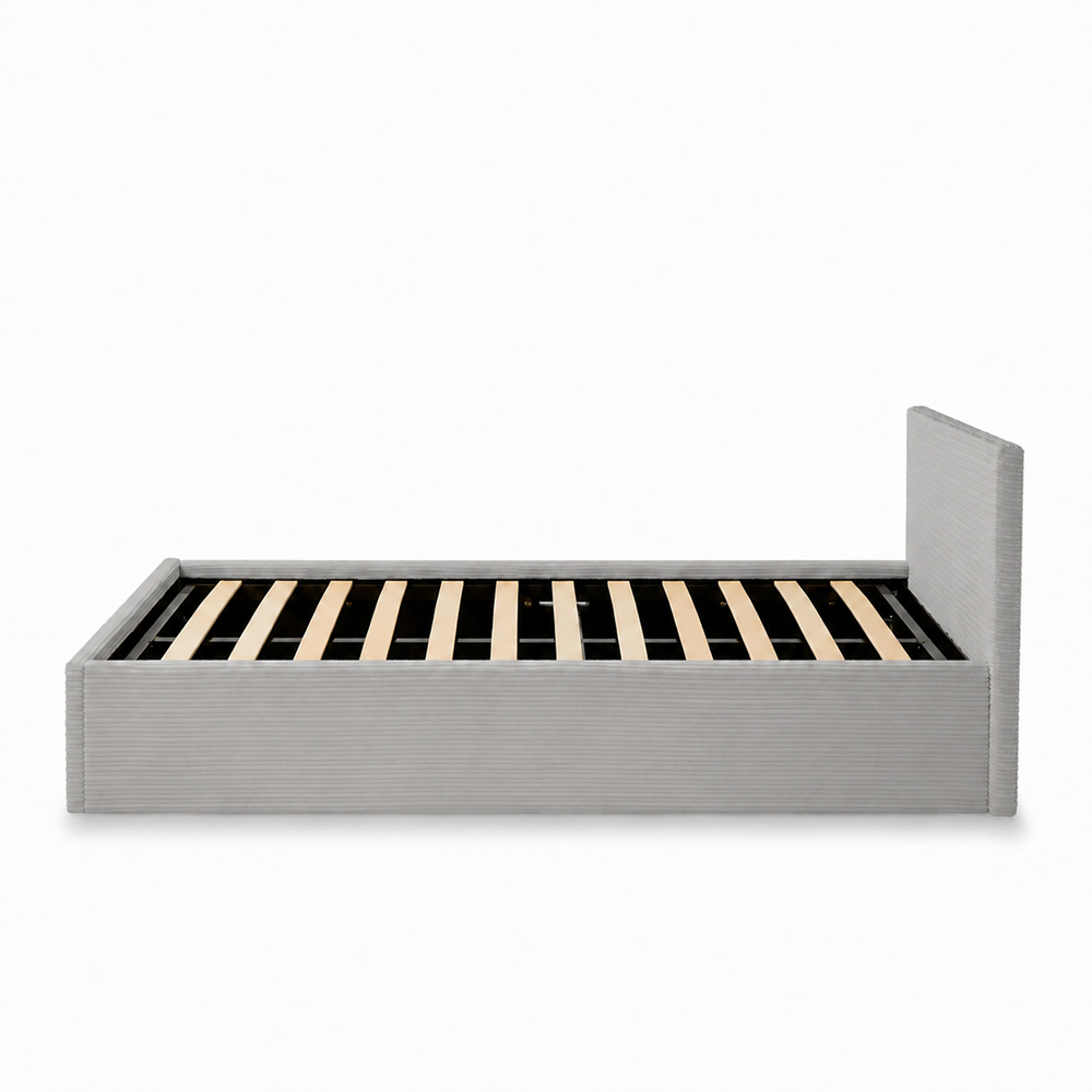 GFW Single Grey Corduroy End Lift Ottoman Bed Image 6