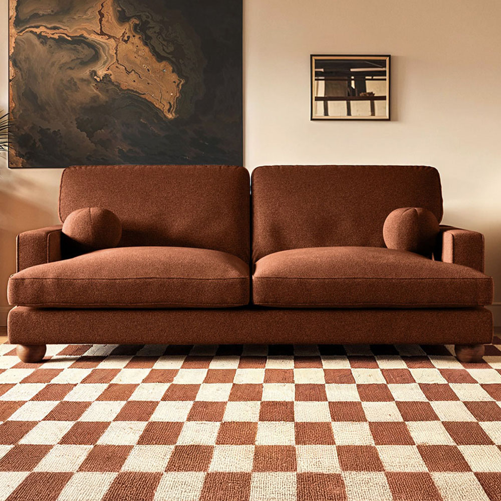 Solace+Co Addison 3 Seater Burnt Orange Chenille Sofa Image 1