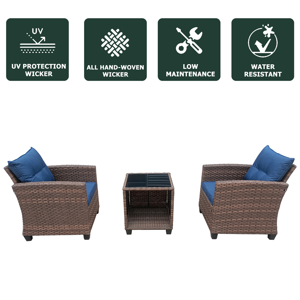 Furniture One 2 Seater Brown Rattan Garden Lounge Set Image 6