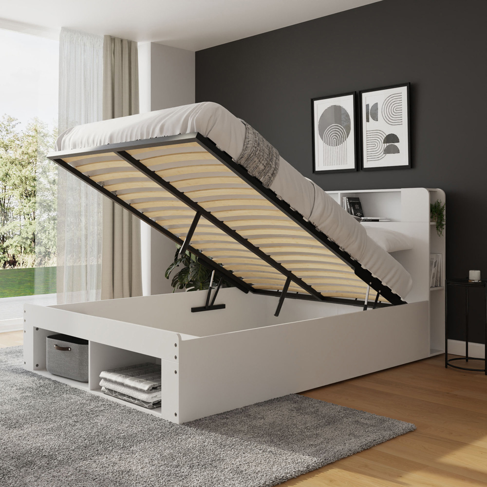 GFW Anya Double White Wooden Ottoman Bed with SC Pocket Sprung Mattress Image 7