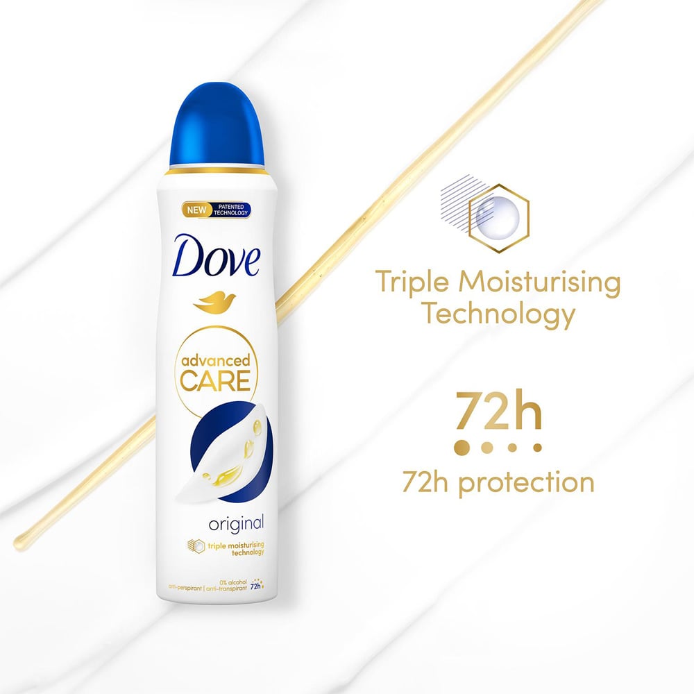 Dove Anti-Perspirant Advanced Care Original Deodorant Spray for Women 150ml 6 Pack Image 4