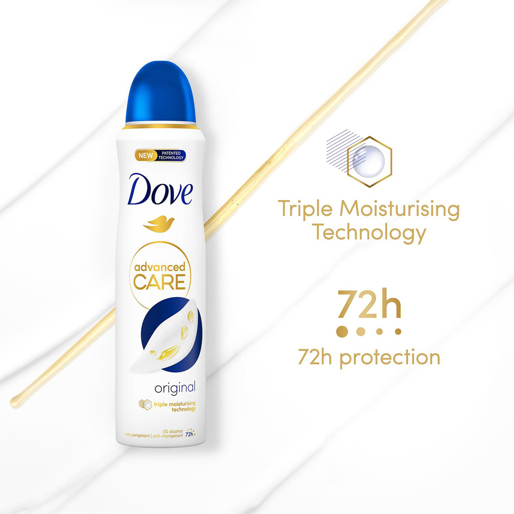 Dove Anti-Perspirant Advanced Care Original Deodorant Spray for Women 150ml 12 Pack Image 4