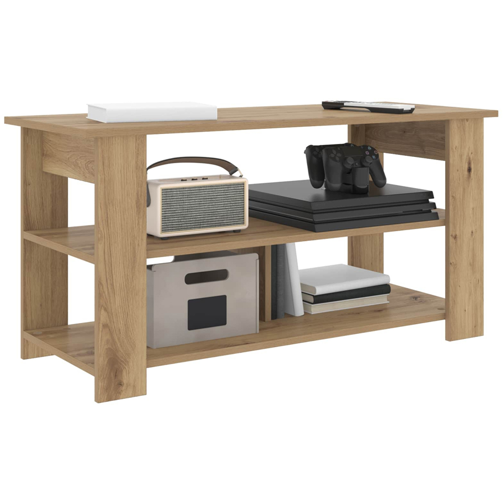 vidaXL 2 Shelf Artisan Oak Wide TV Stand Image 3