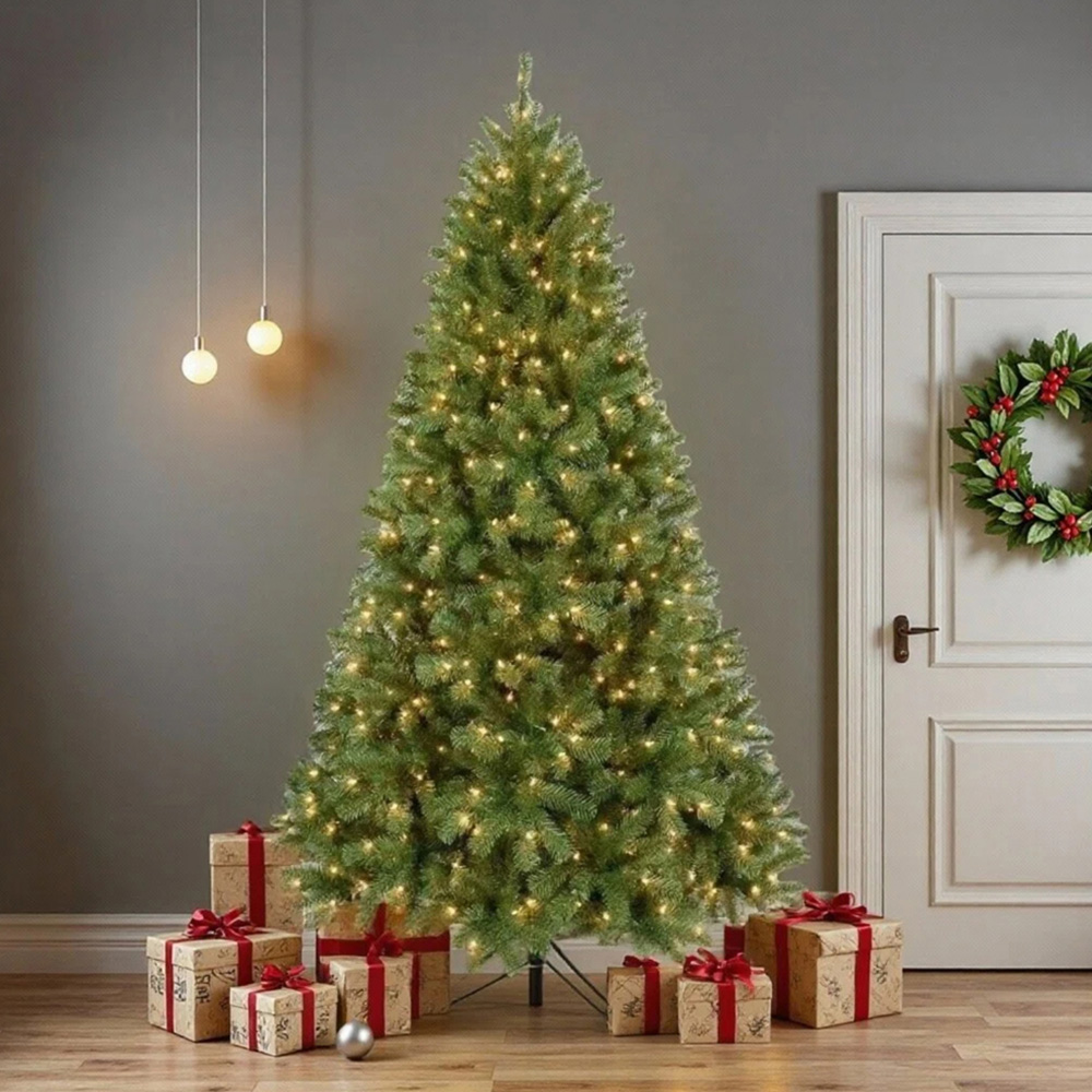 Festive Christmas Fir Pre-Lit Artificial Christmas Tree 7ft Image 2