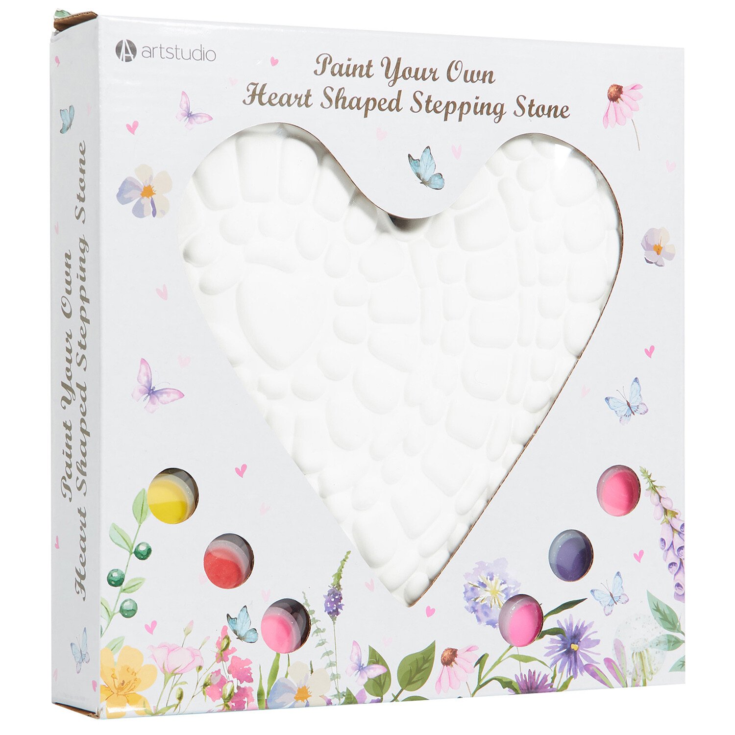 Paint Your Own Heart Shaped Stepping Stone Kit - White Image 2