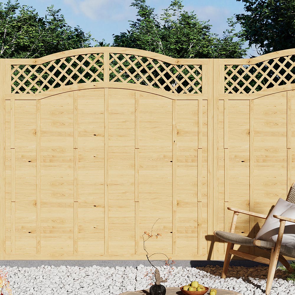 Living and Home 6 x 6ft Lattice Top Wooden Garden Fence Panel Image 2