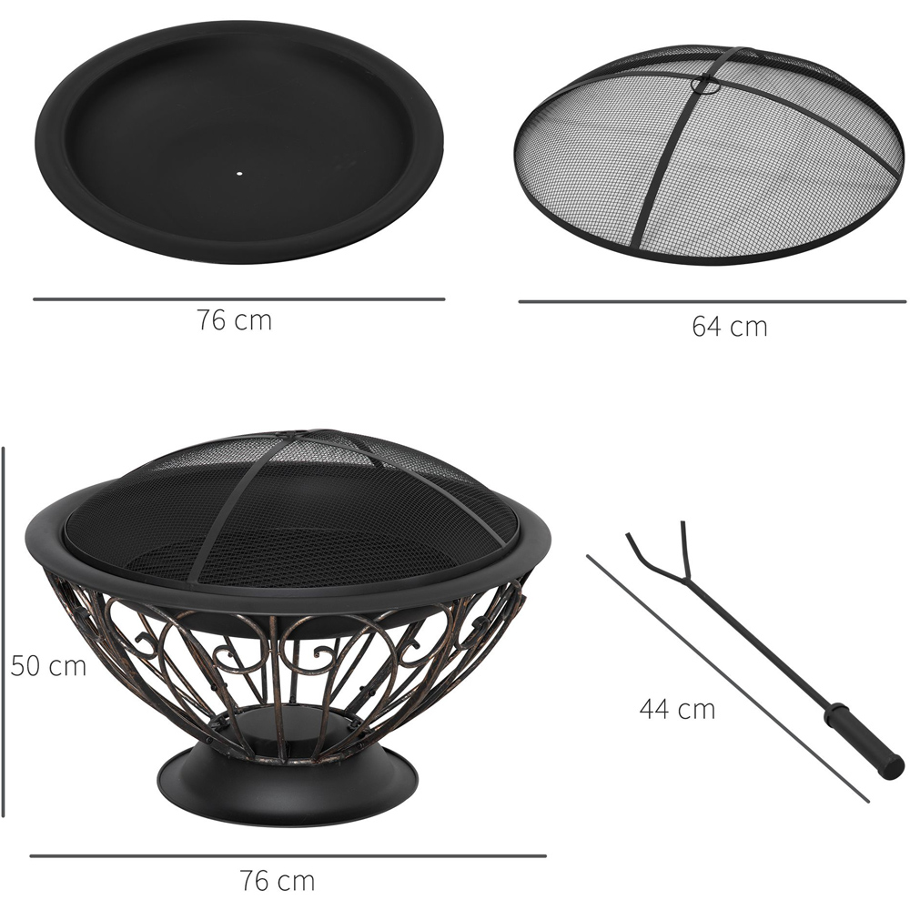 Outsunny Bronze Outdoor Fire Pit with Spark Screen Image 7