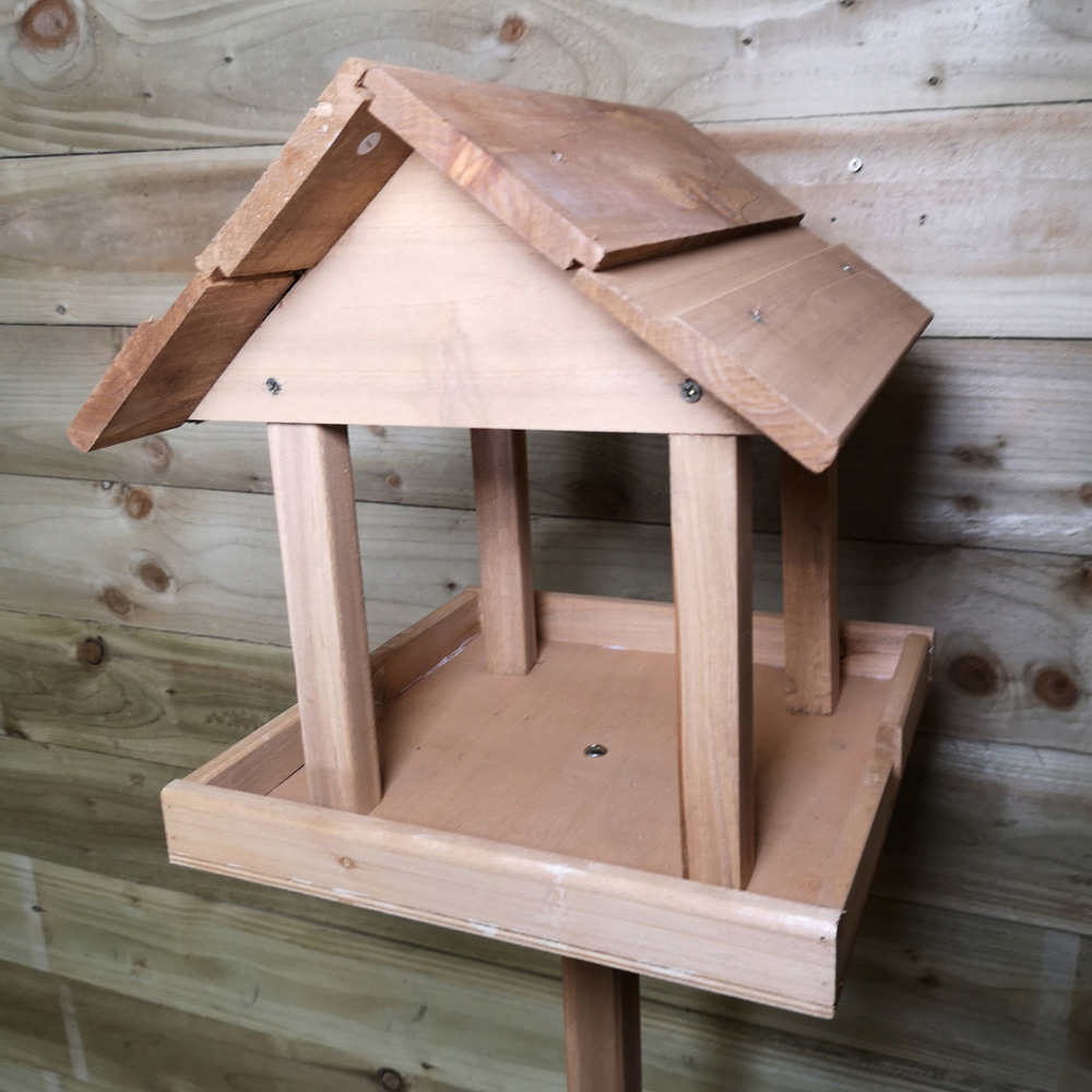 Natural Wooden Bird Feeding Table Image 3