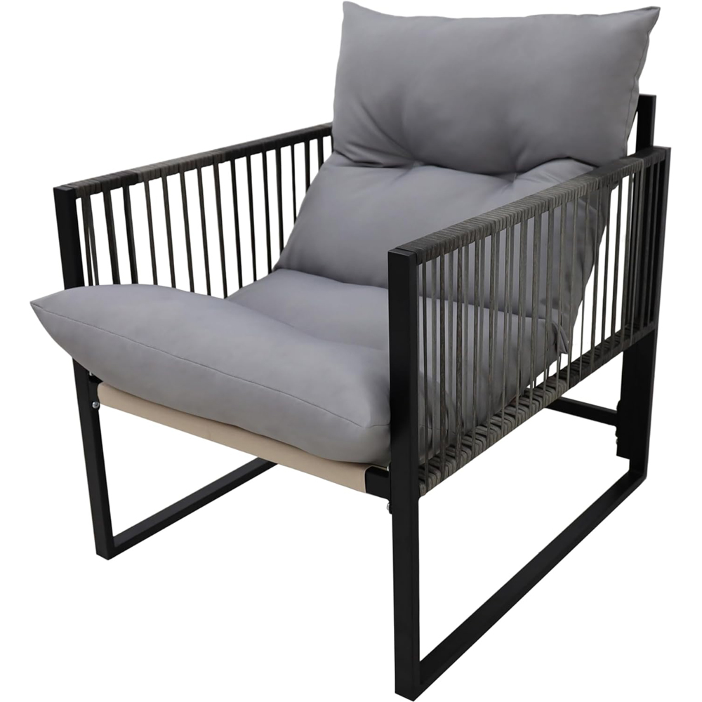 Alivio 4 Seater Grey Garden Sofa Chair Set with Cushions and Coffee Table Image 3