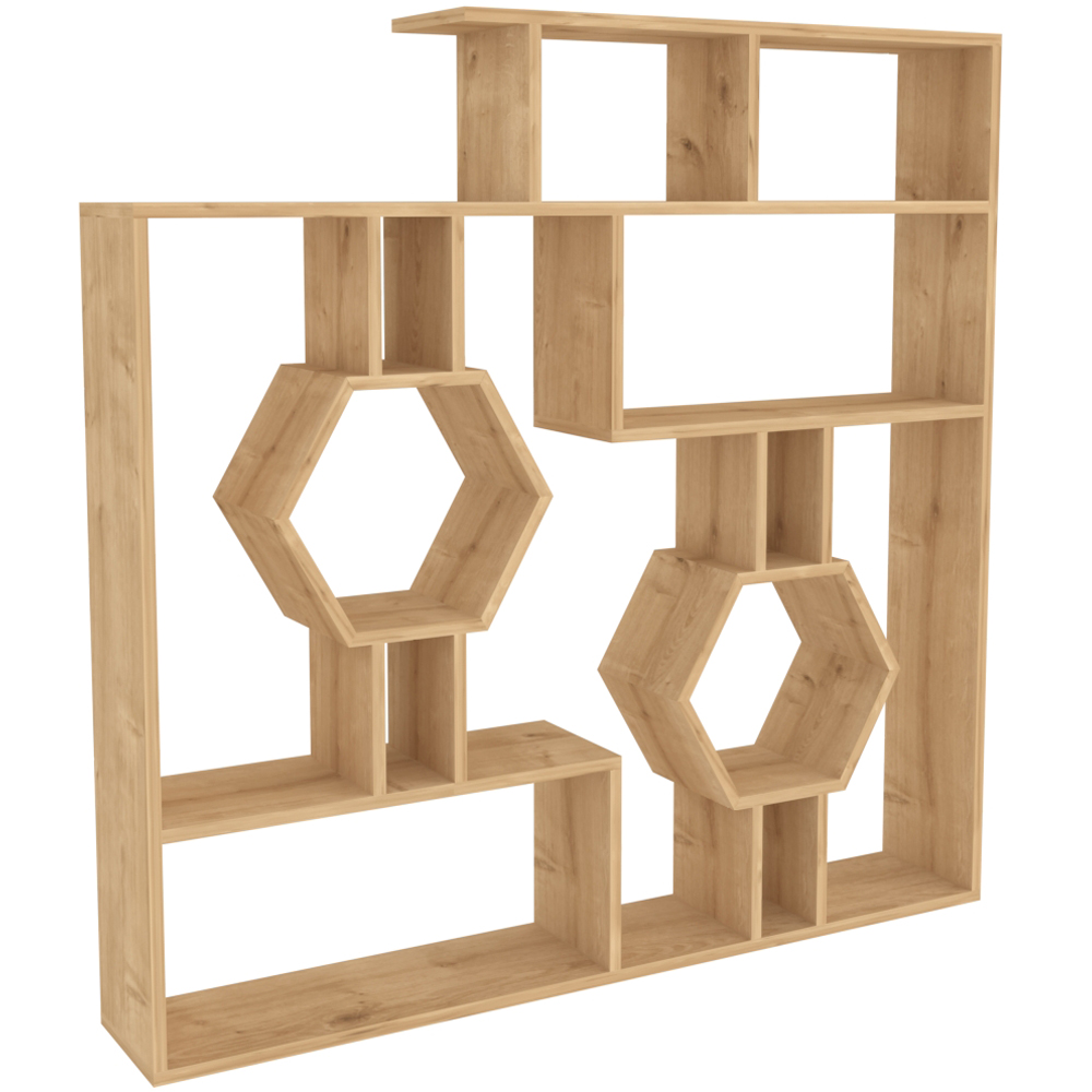 Decorotika Tamara 15 Shelf Sapphire Oak Geometric Bookcase Image 3
