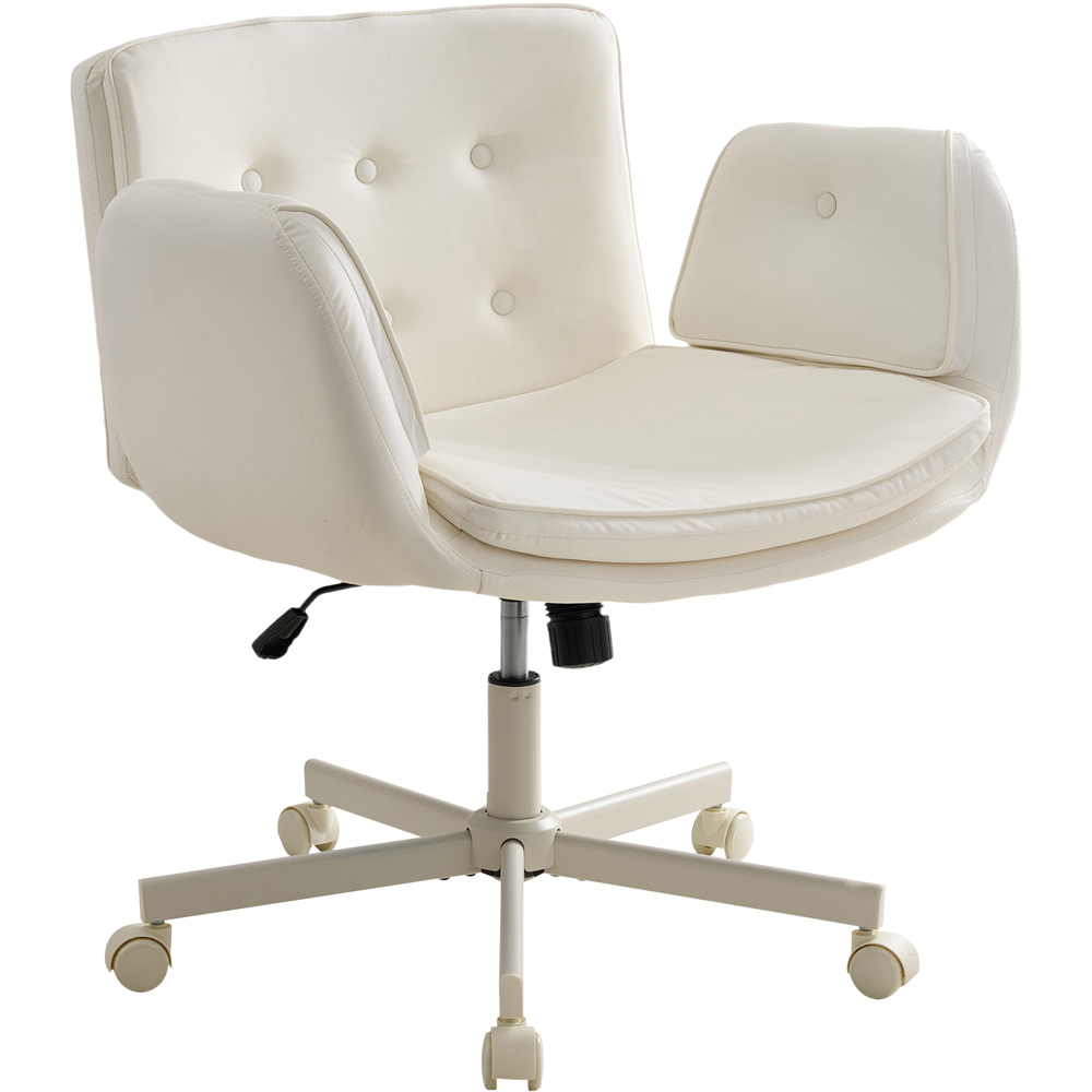Living and Home White Widened Seat Office Chair with Wheels Image 3