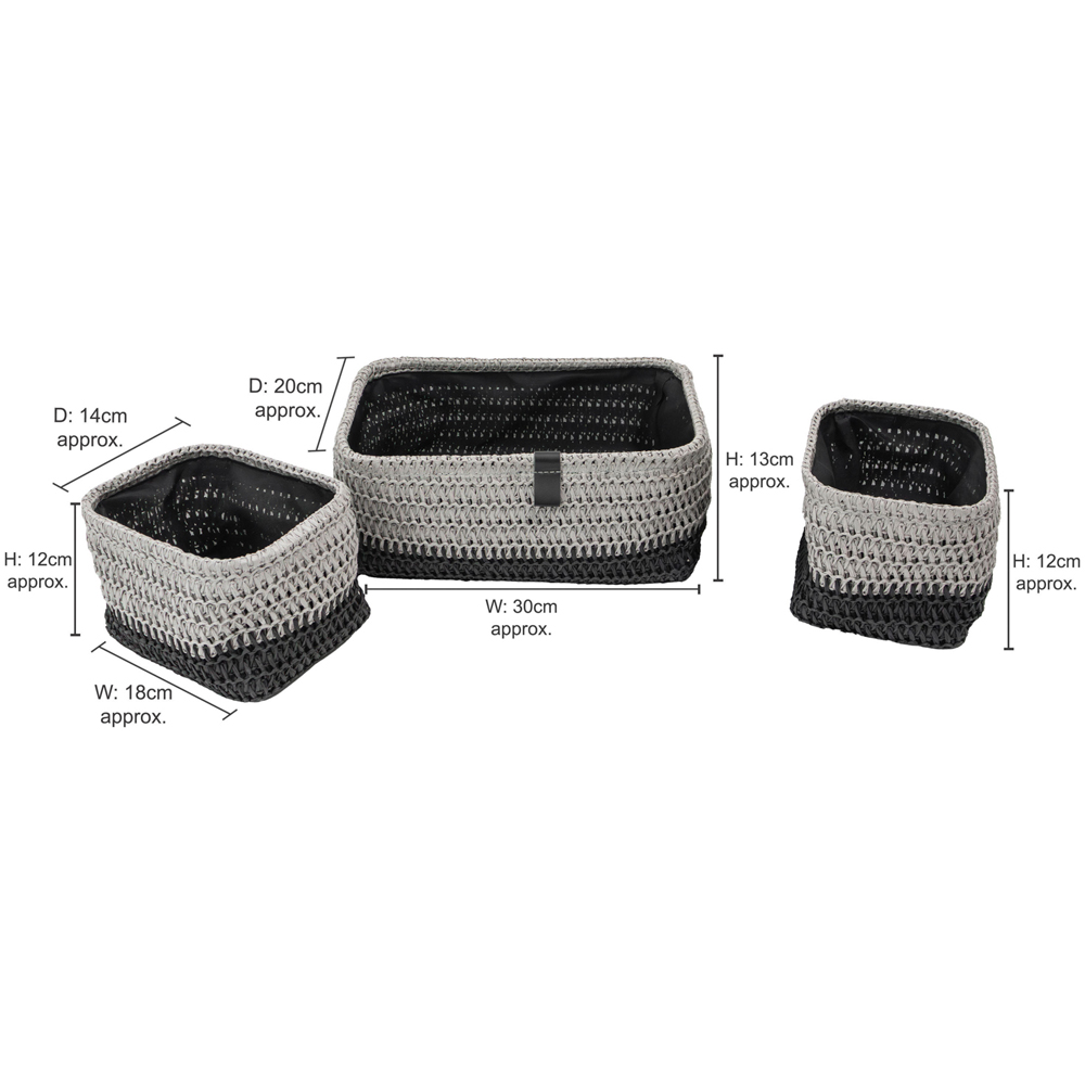 JVL Kenzi Light Grey Rectangular Storage Basket 3 Pack Image 9