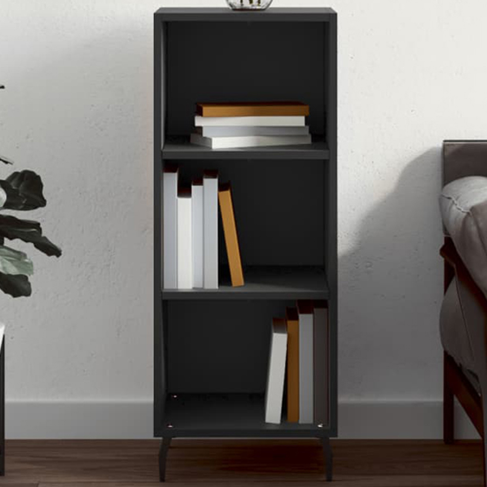 vidaXL 3 Shelf Black Wooden Sideboard Image 1