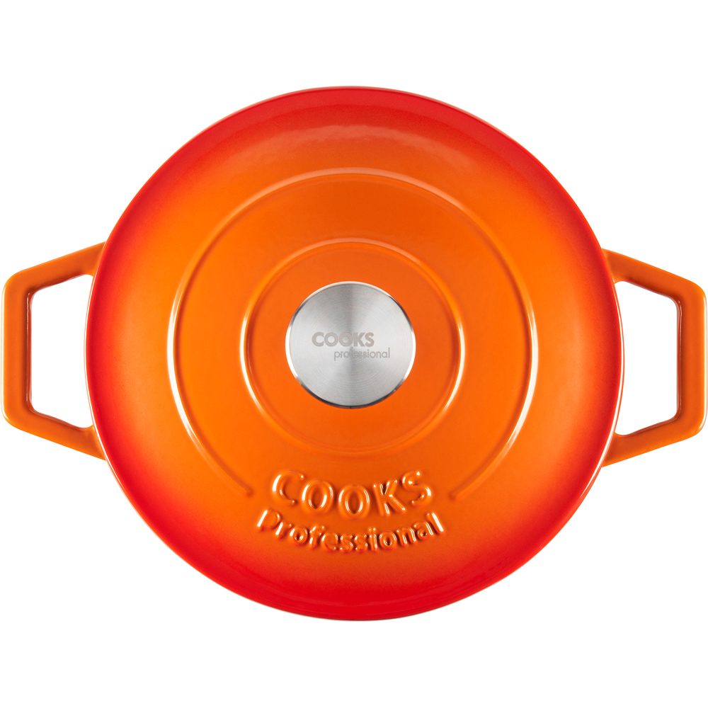 Cooks Professional 20cm Orange Cast Iron Casserole Dish with Lid Image 5