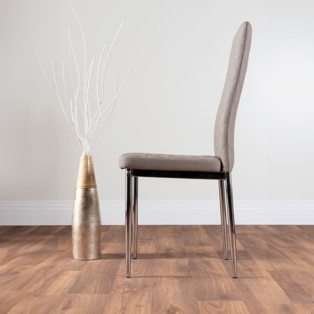 Furniturebox Molini Valera 6 Seater Dining Set White Gloss Cappuccino Beige and Chrome Image 4