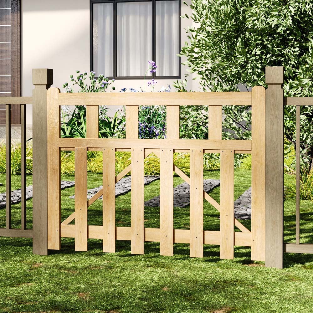 Outdoor Triangular Support Wooden Nature Garden Fence Door, 90 x 120 x 2.5cm Image 2
