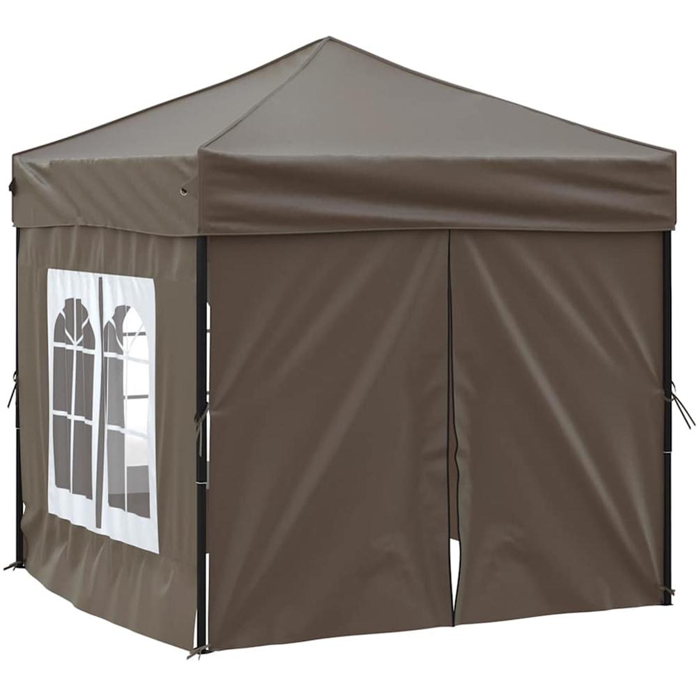 vidaXL 2 x 2m Taupe Foldable Party Tent with Sidewalls Image 3