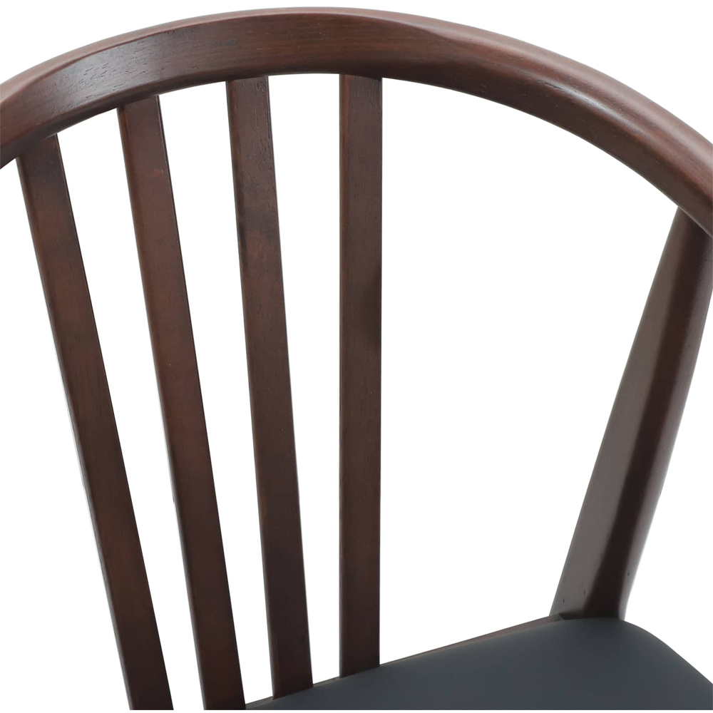 vidaXL Set of 2 Light Brown and Black Rubberwood Vintage Dining Chairs Image 7