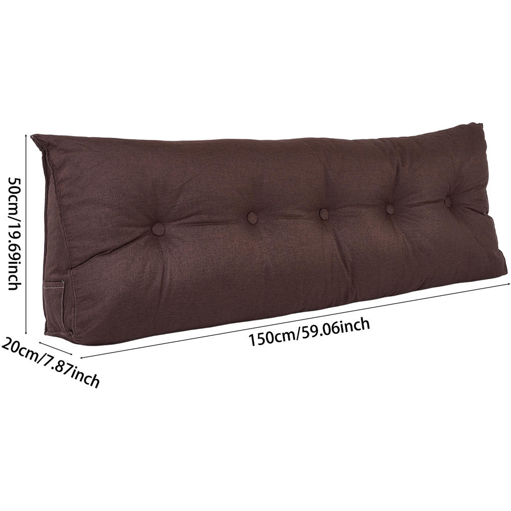 Living and Home Brown Washable Wedge Headboard Pillow with Side Pocket 50 x 150cm Image 8