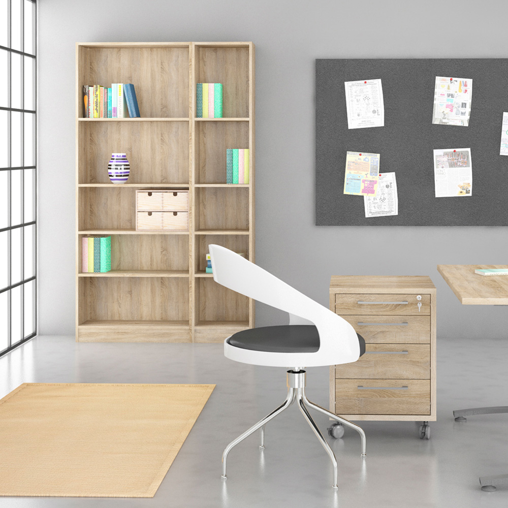 Florence Basic 4 Shelf Oak Wide Tall Bookcase Image 9