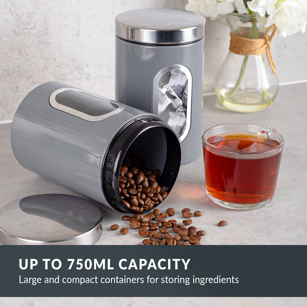 Innoteck Essentials 3 Piece Grey Kitchen Canister Set with Lid Image 3