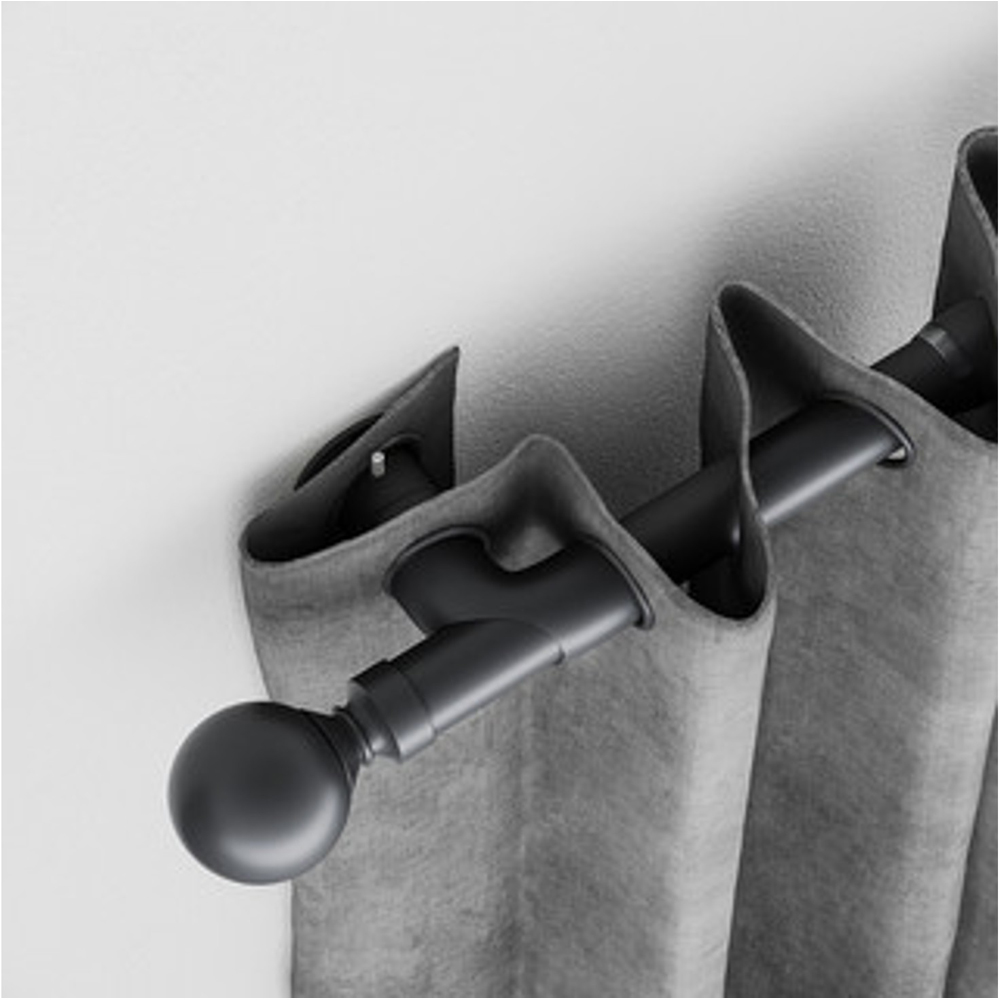 New Edge Blinds 28mm Black Room Darkening Curtain Pole Corner Bracket Image 2