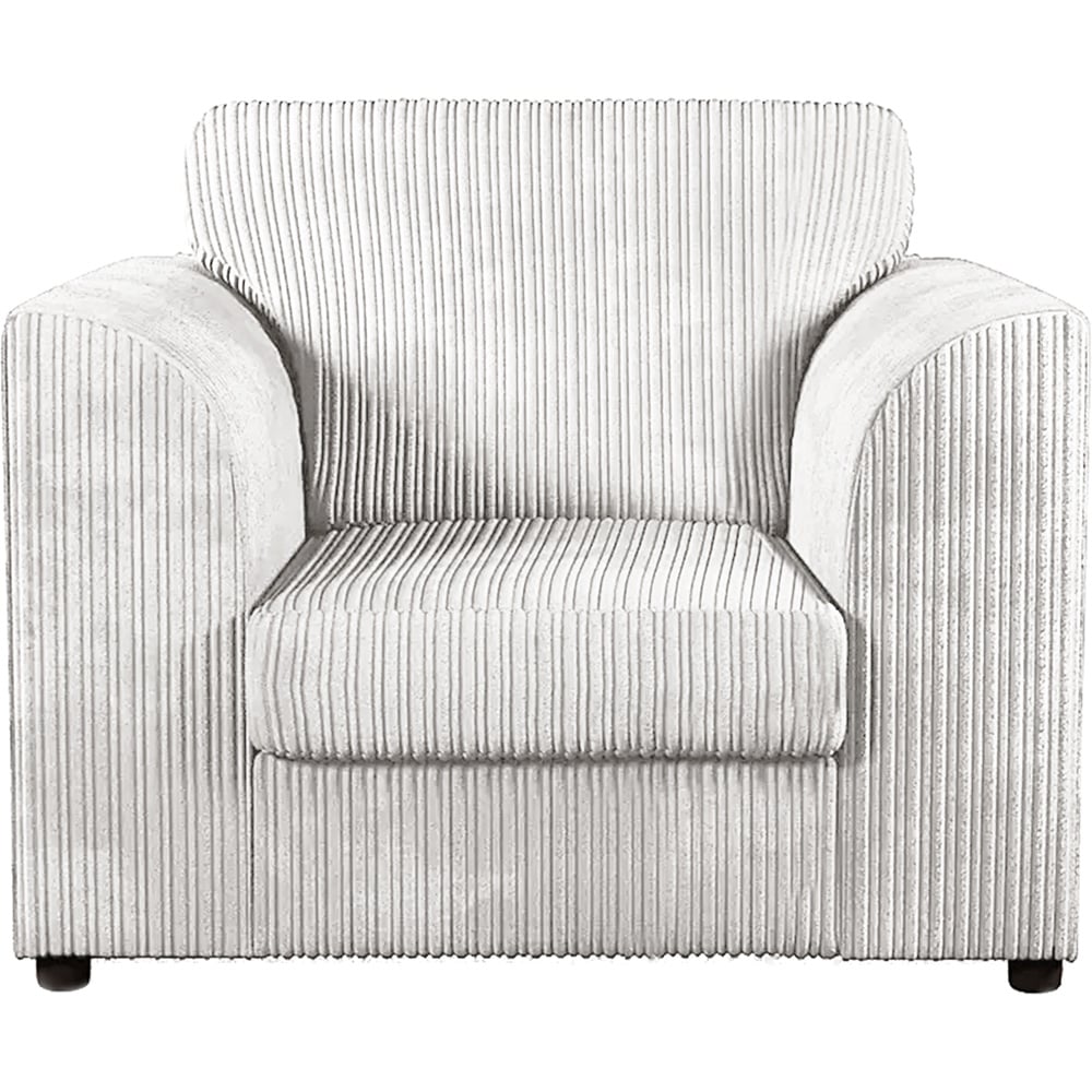 Luxor Single Seater Silver Jumbo Cord Armchair Image 2