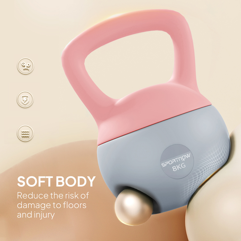 SPORTNOW Pink and Grey Soft Body Kettlebell with Non Slip Handle 8kg Image 7