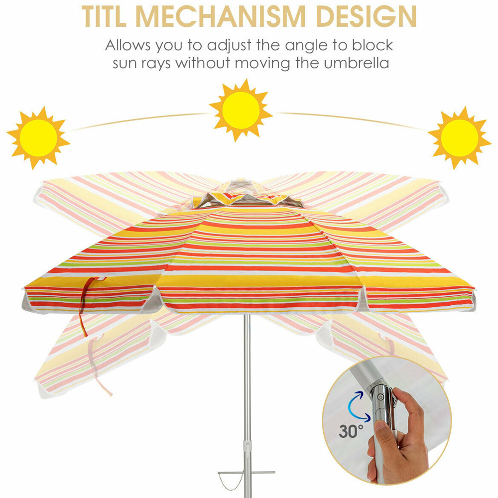 Costway Yellow Sun Umbrella Parasol 2m Image 6