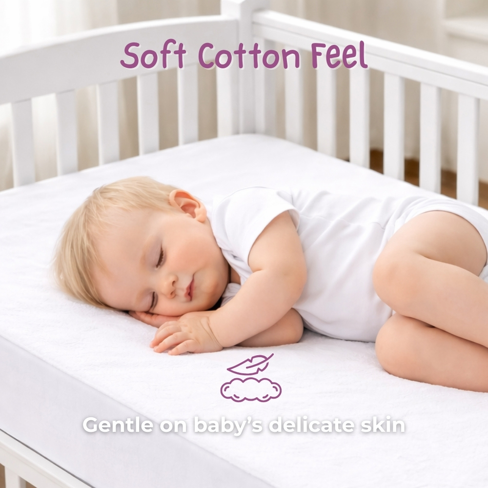MHG Living Soft Cotton Waterproof Cot Bed Mattress Protector 140 x 70cm Image 4
