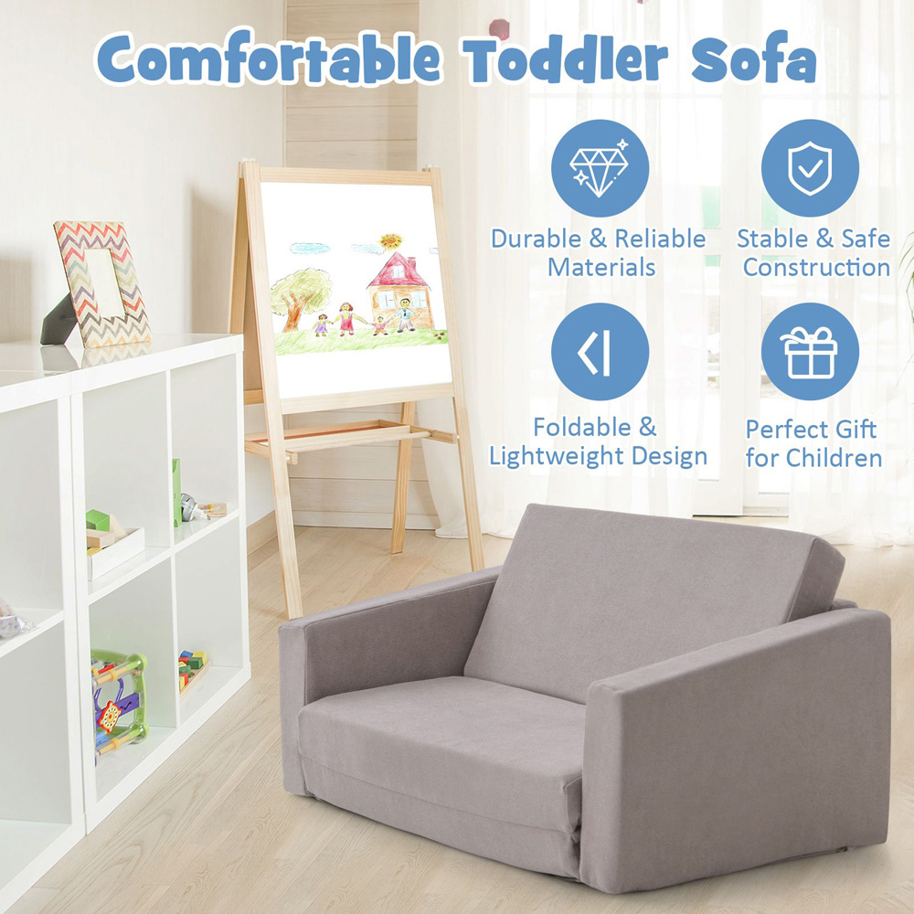 Costway Toddler Grey Sofa Bed Image 4
