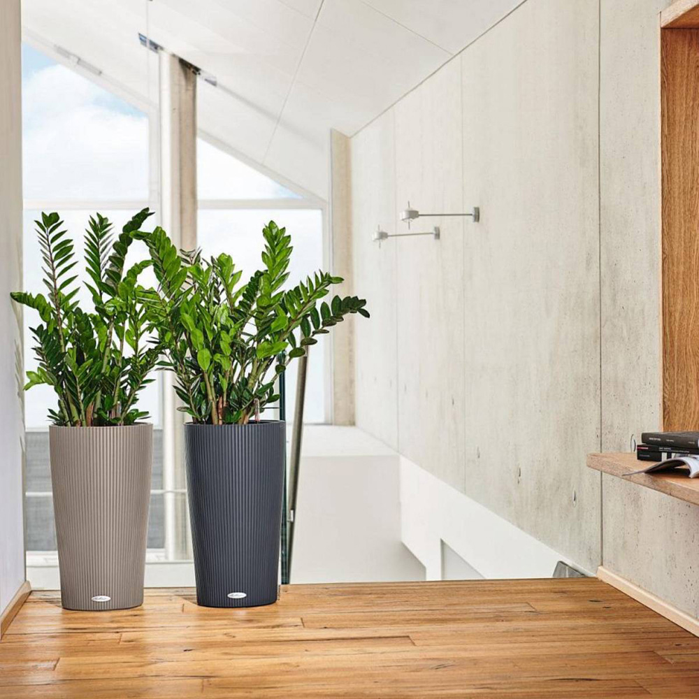 Lechuza Cilindro Sand Brown Polyresin Self Watering Planter 41cm 2 Pack Image 2