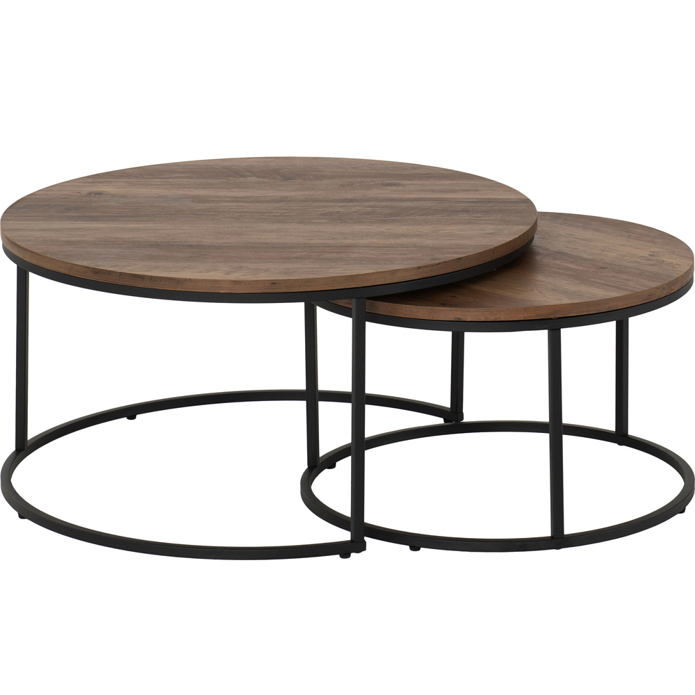 Seconique Quebec Oak Effect Round Nest of Coffee Tables Set of 2 Image 3
