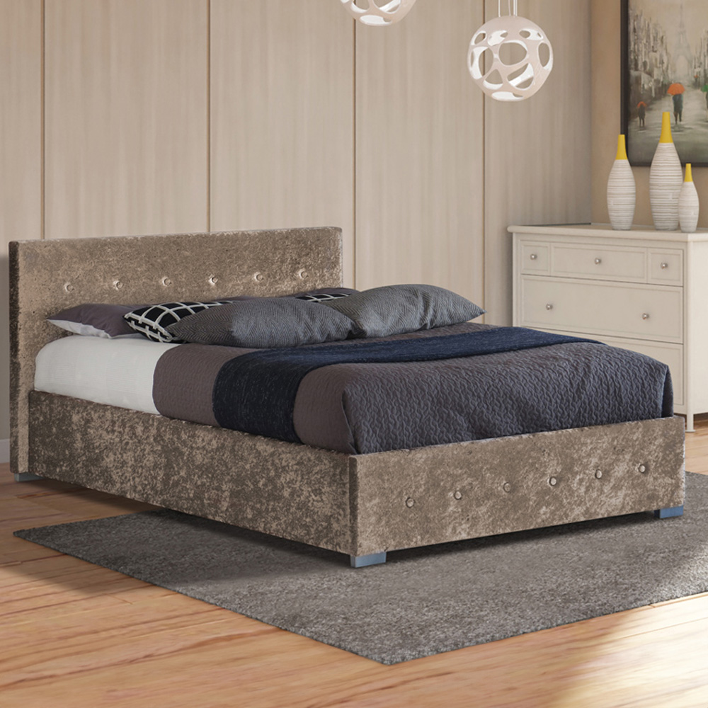 Brooklyn King Size Truffle Crushed Velvet Ottoman Storage Bed Image 1