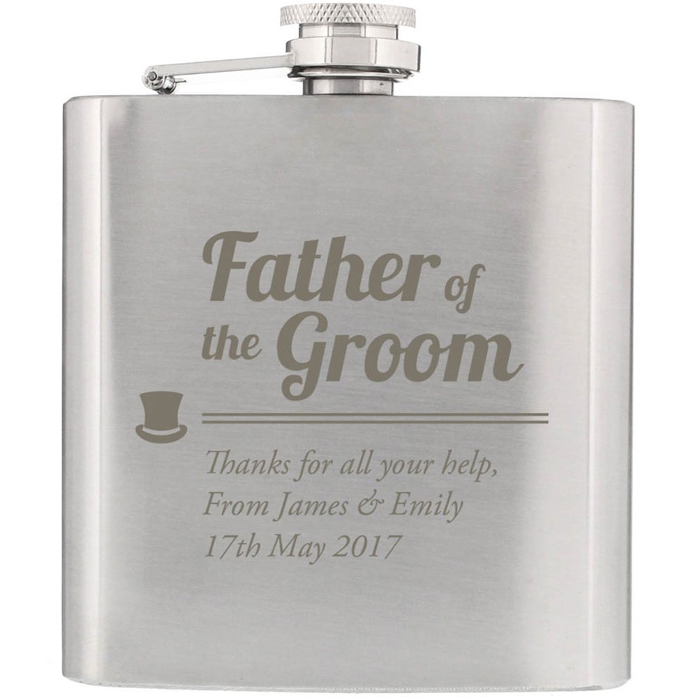 Personalised Memento Personalised Father of the Groom Hip Flask Image 1