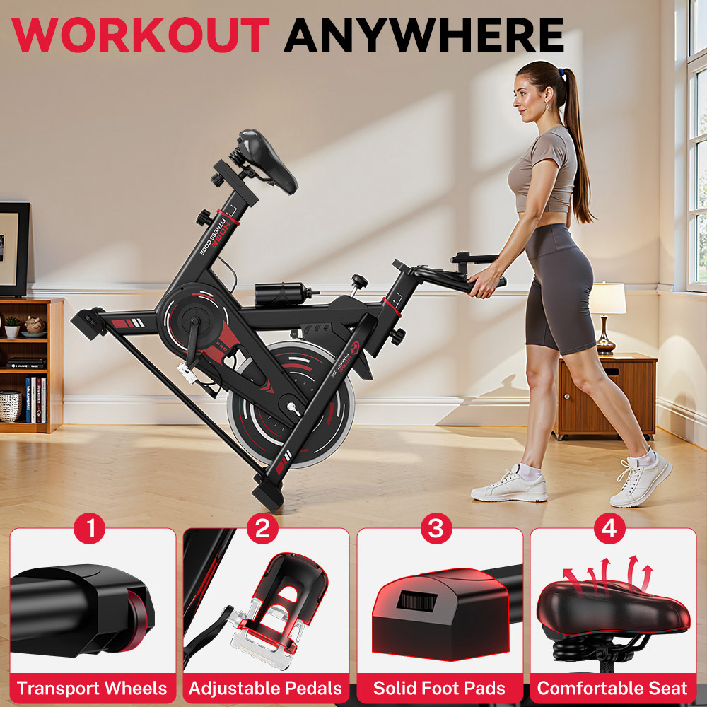 Rattrix D1 Black Stationary Exercise Bike with 10kg Flywheel Image 6