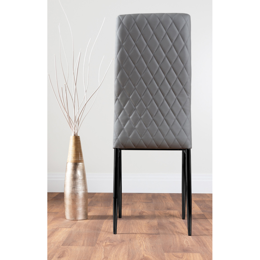 Furniturebox Valera Set of 6 Grey and Black Faux Leather Dining Chair Image 4