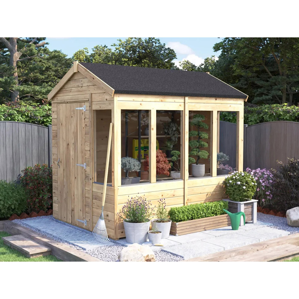 Dunster House Overlord 6 x 8ft Modular Brown Superfelt Apex Potting Shed Image 3